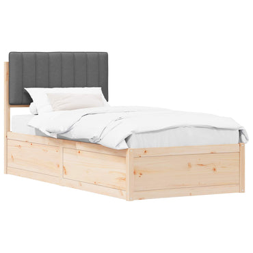 vidaXL Bettgestell mit gepolstertem Kopfteil Dunkelgrau 90 x 190 cm