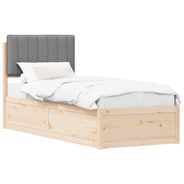 vidaXL Bettgestell mit gepolstertem Kopfteil Hellgrau 75 x 190 cm
