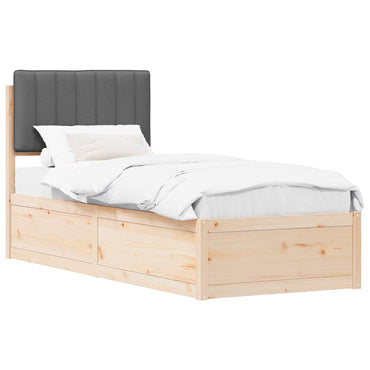 vidaXL Bettgestell mit gepolstertem Kopfteil Dunkelgrau 75 x 190 cm