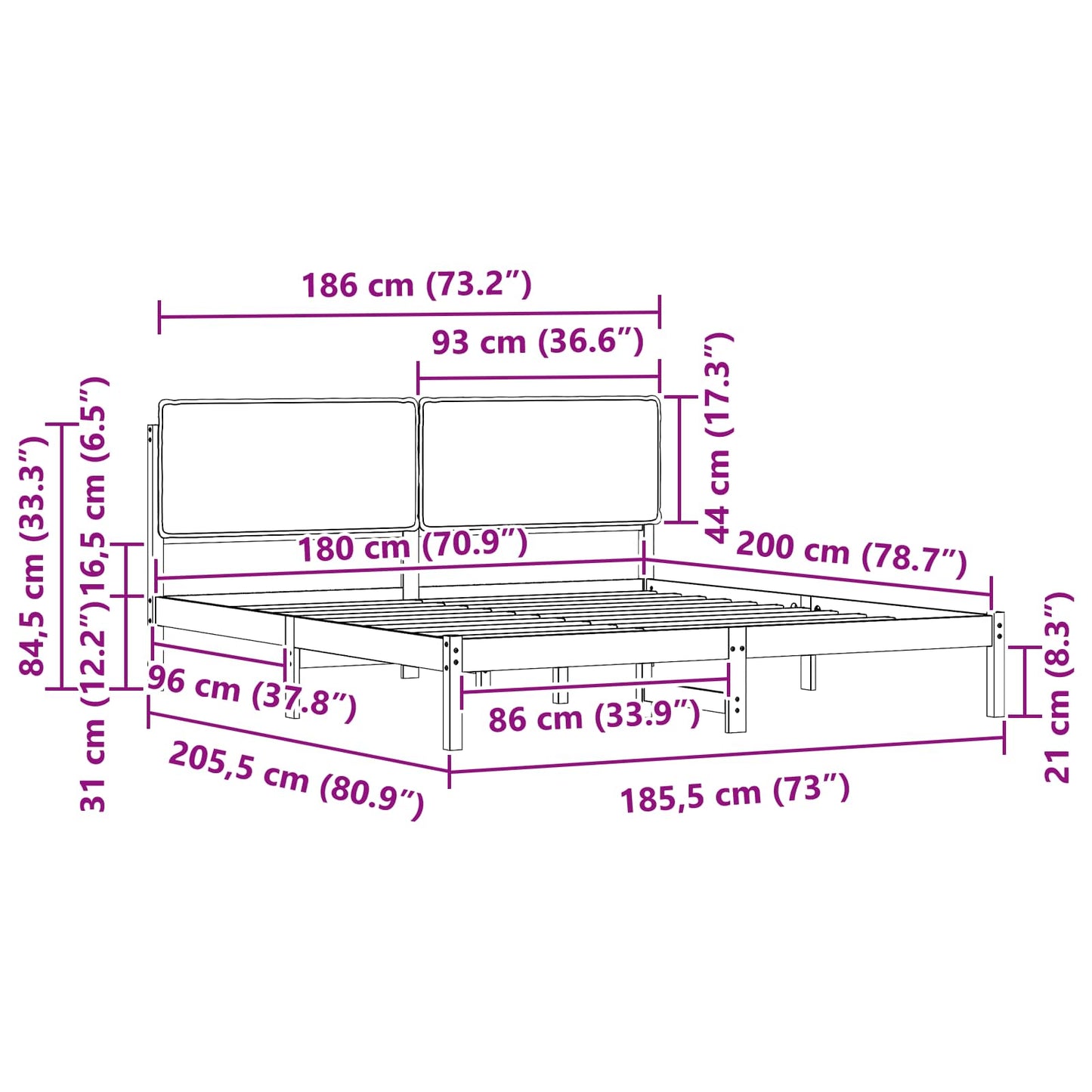 Bettgestell mit gepolstertem Kopfteil Hellgrau 180 x 200 cm