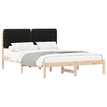 vidaXL Cadre de lit avec tête de lit capitonnée Noir 140 x 190 cm