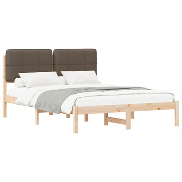 vidaXL Bettgestell mit gepolstertem Kopfteil Taupe 135 x 190 cm
