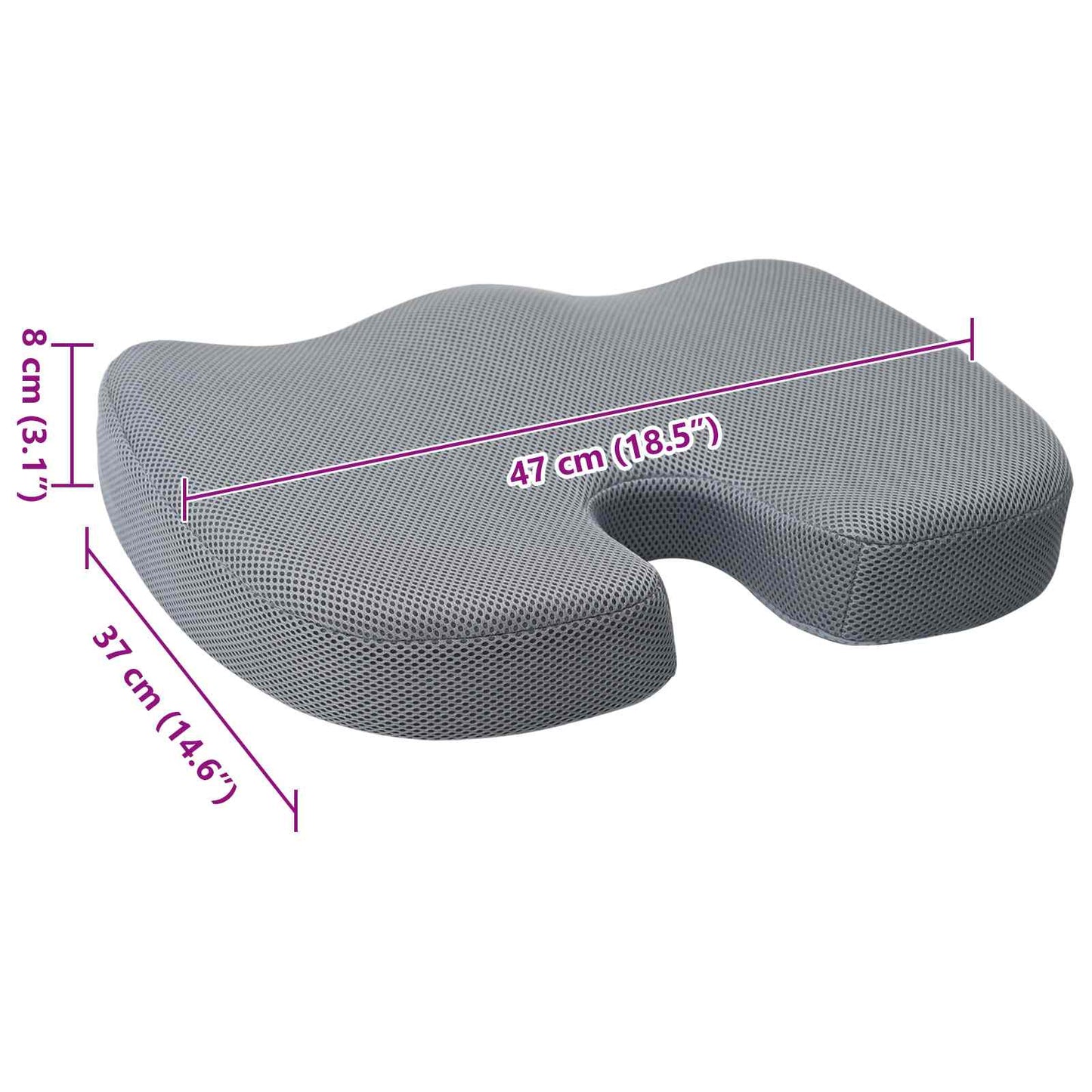 vidaXL Sitzkissen mit Kissen Grau 47 x 37 x 8 cm Mit Netz