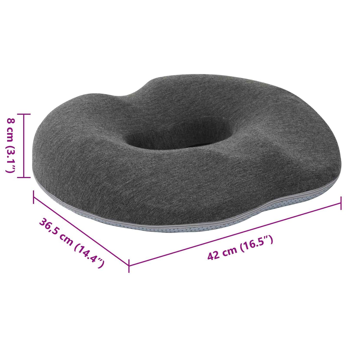 Sitzkissen Einfarbig Dunkelgrau 42 x 36,5 x 8 cm Viscoschaum