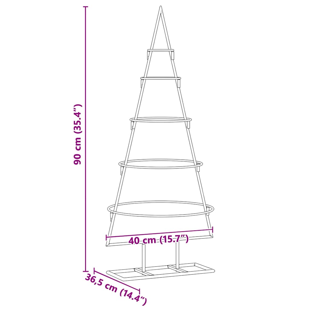 vidaXL Metall Weihnachtsbaum Gold 90 cm Pulverbeschichteter Stahl