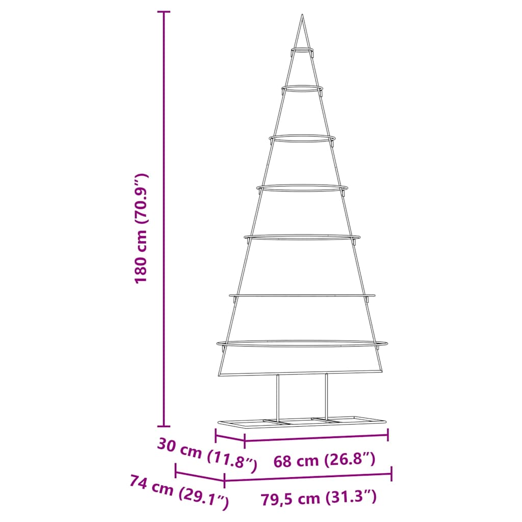 vidaXL Metall Weihnachtsbaum Gold 180 cm Pulverbeschichteter Stahl