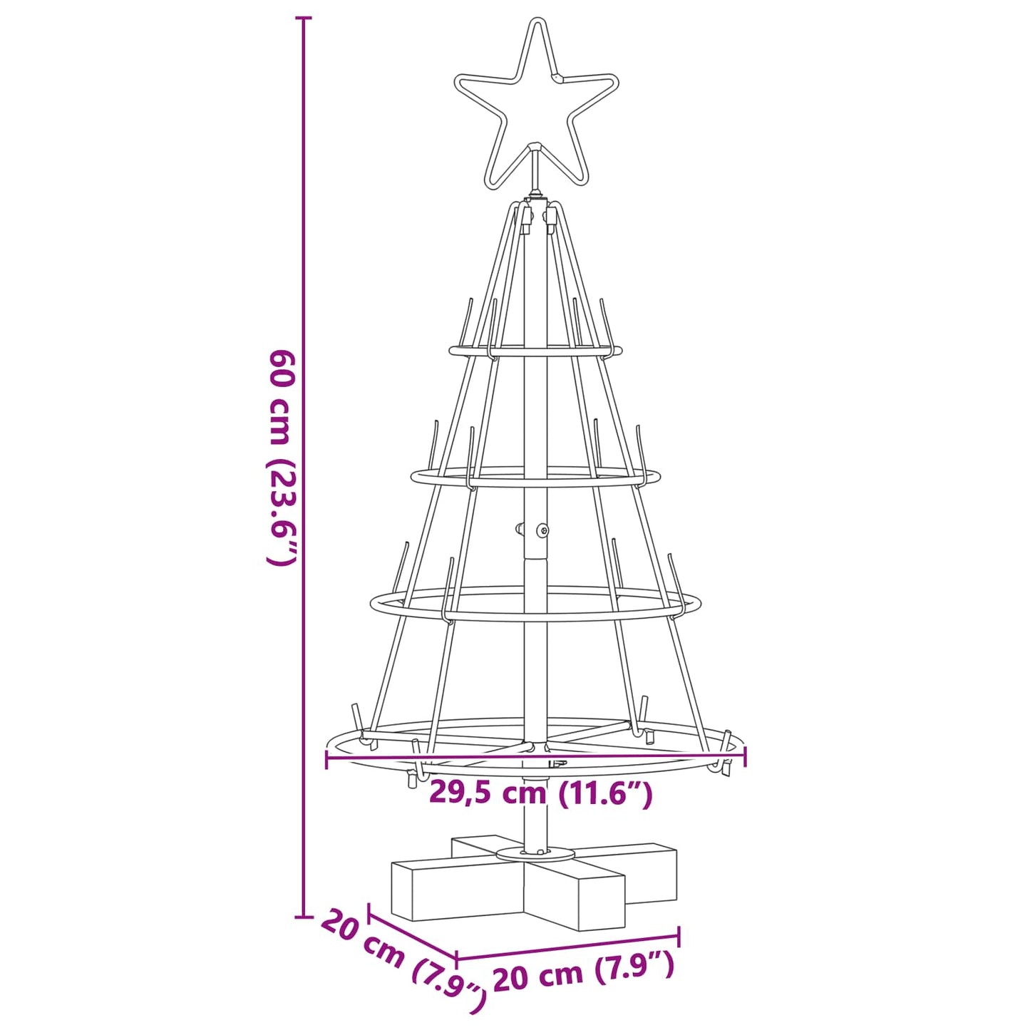 vidaXL Weihnachtsdeko mit Ständer Schwarz 60 cm Stahl