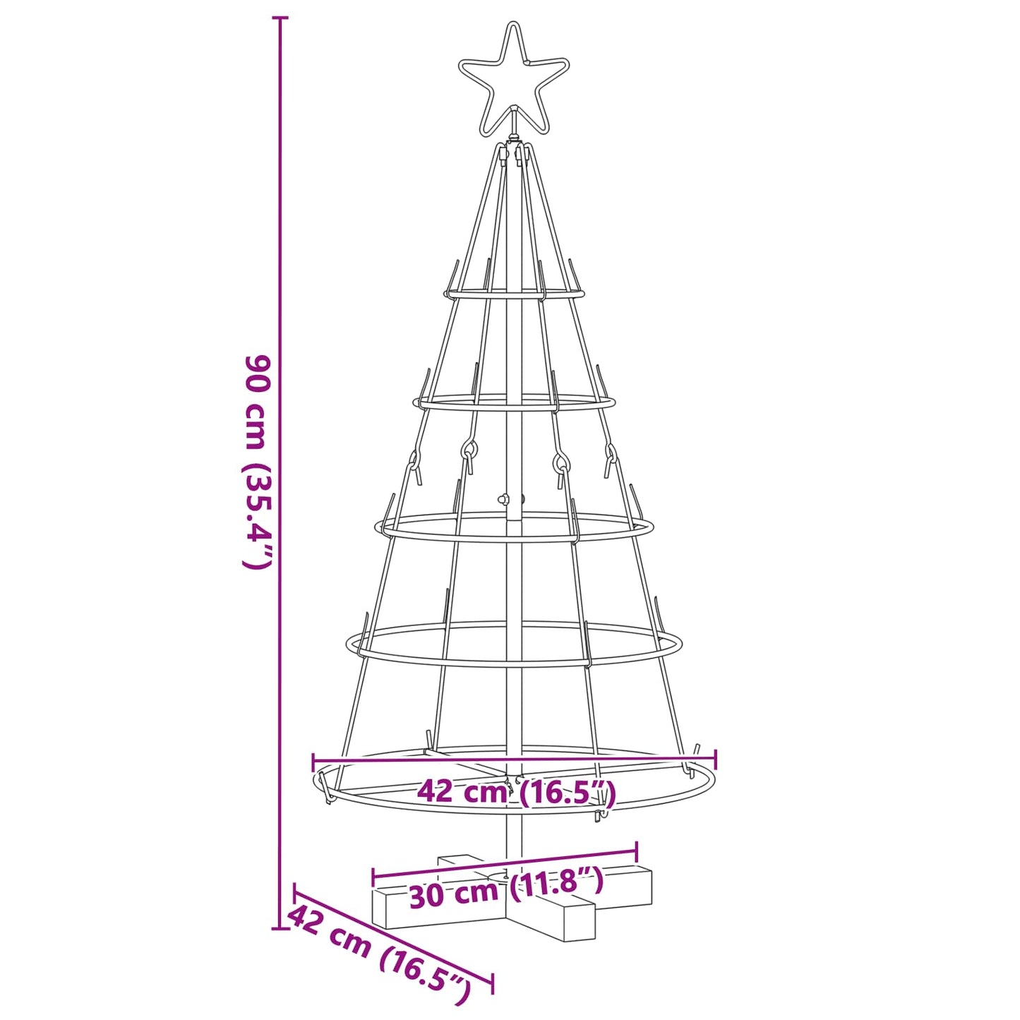vidaXL Weihnachtsdeko mit Ständer Schwarz 90 cm Stahl