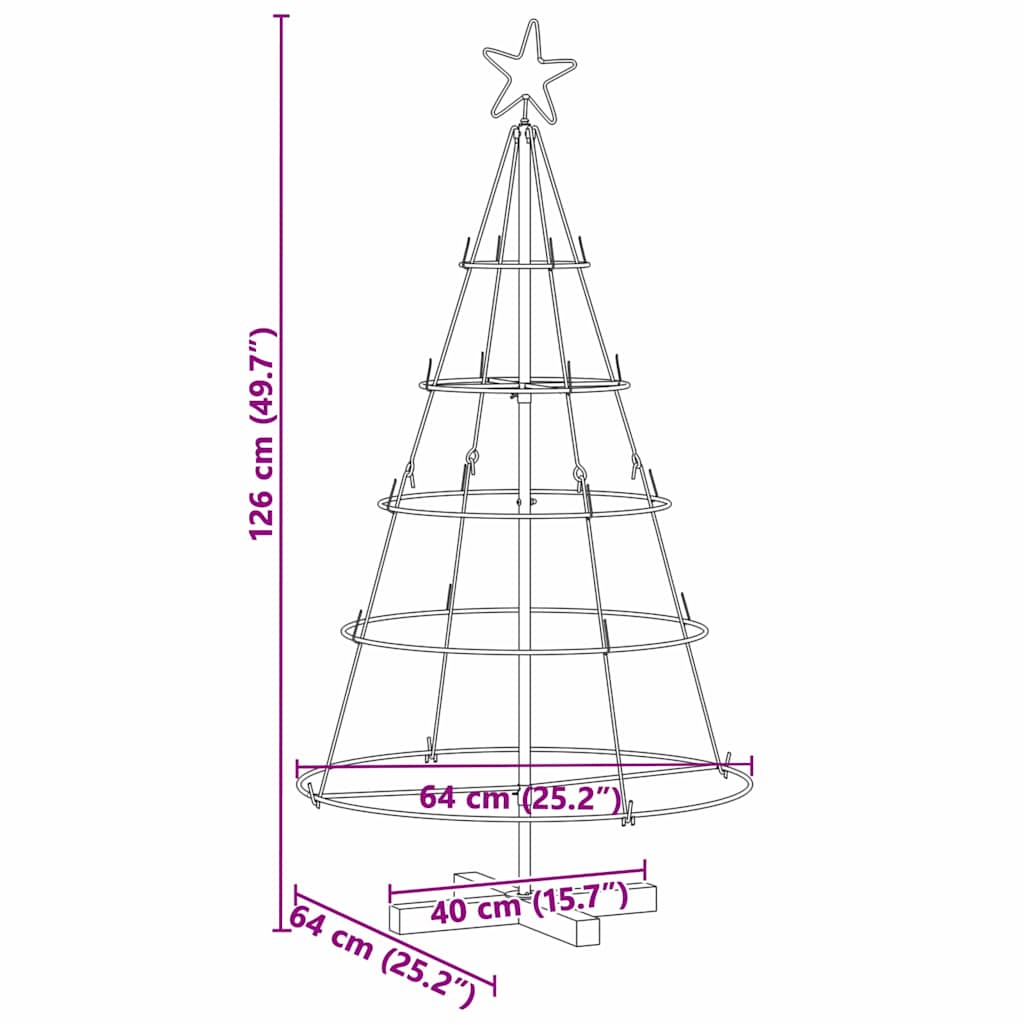 vidaXL Weihnachtsdeko mit Ständer Schwarz 126 cm Stahl