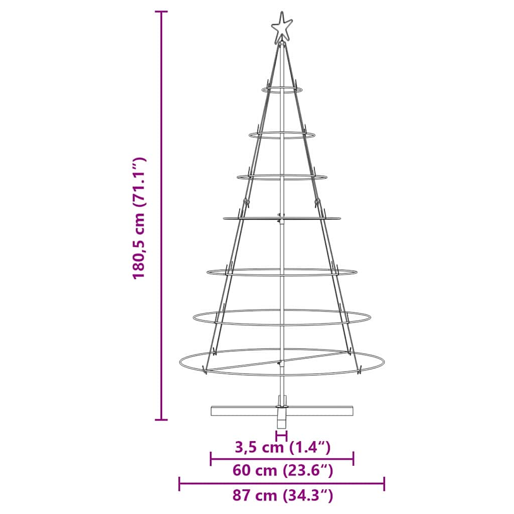 vidaXL Weihnachtsdeko mit Ständer Schwarz 180,5 cm Stahl