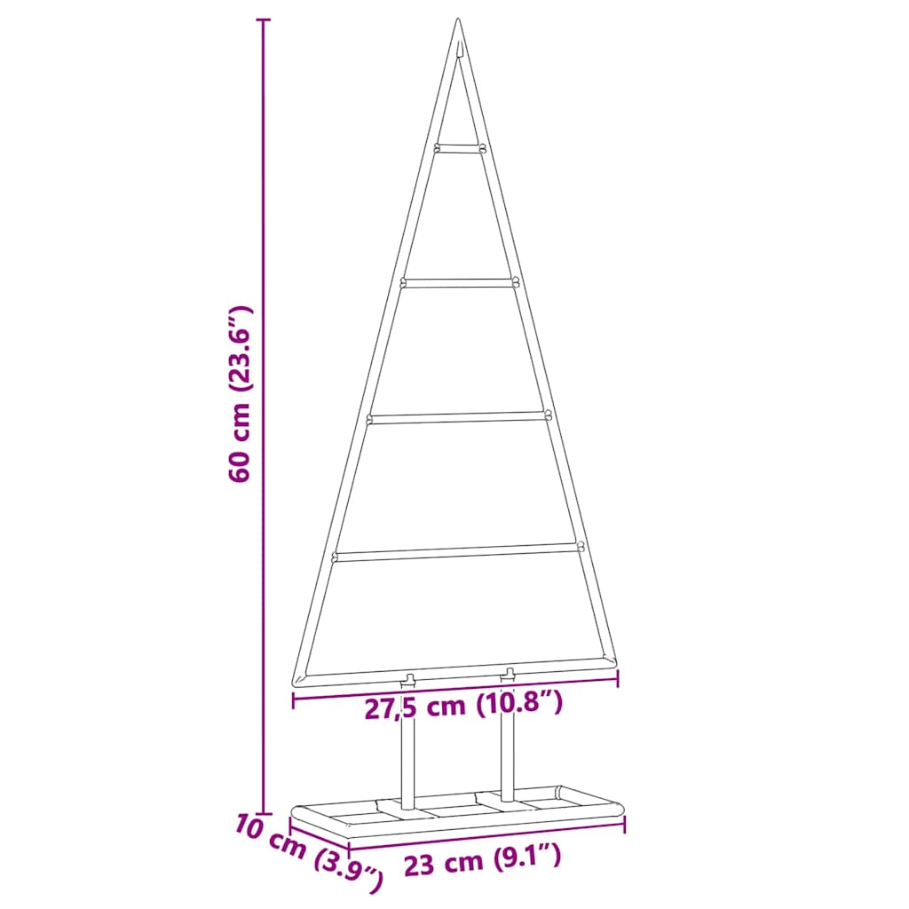 vidaXL Metall Weihnachtsbaum Gold 60 cm Pulverbeschichteter Stahl