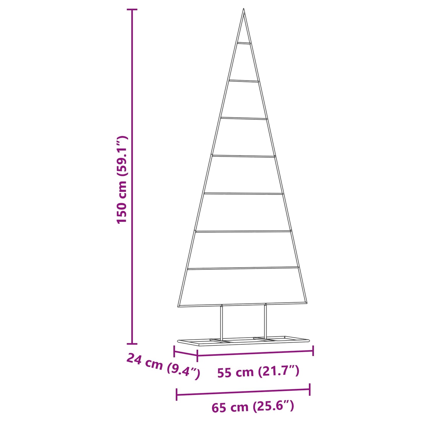 vidaXL Metall Weihnachtsbaum Gold 150 cm Pulverbeschichteter Stahl