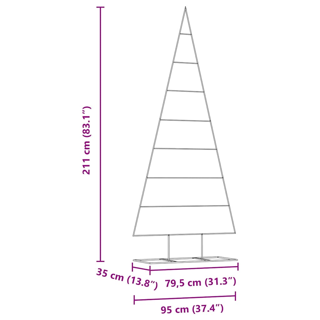 vidaXL Metall Weihnachtsbaum Gold 211 cm Pulverbeschichteter Stahl