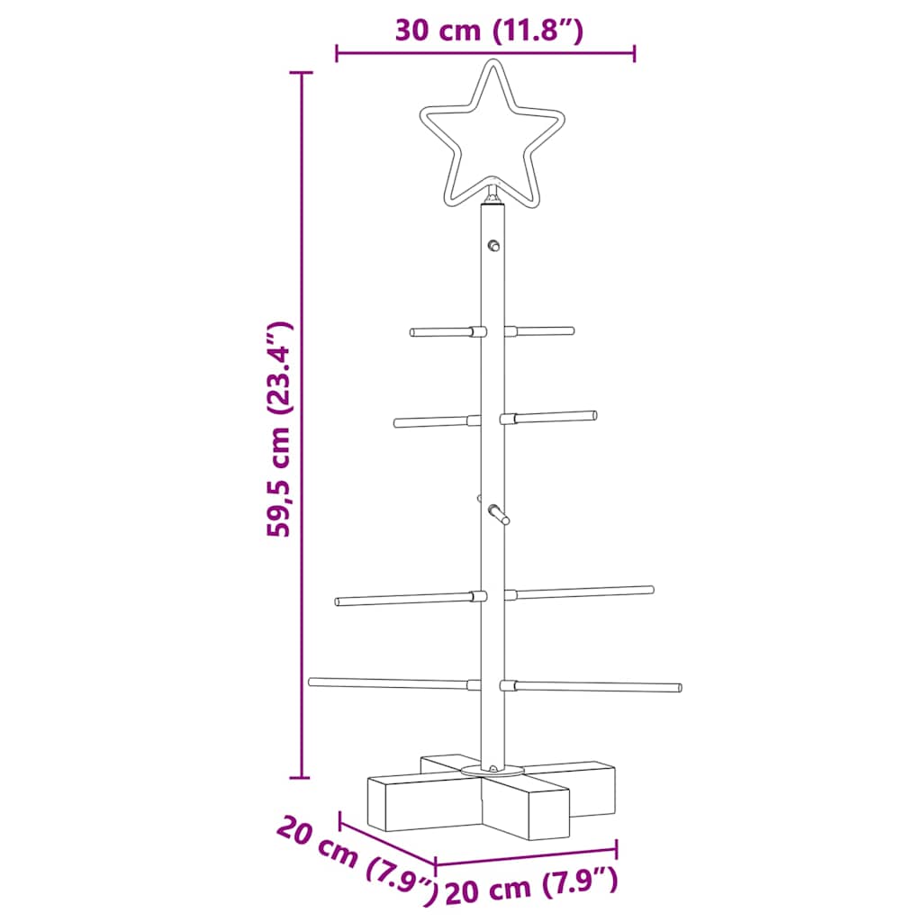 vidaXL Metall Weihnachtsbaum Schwarz 59,5 cm Pulverbeschichteter Stahl
