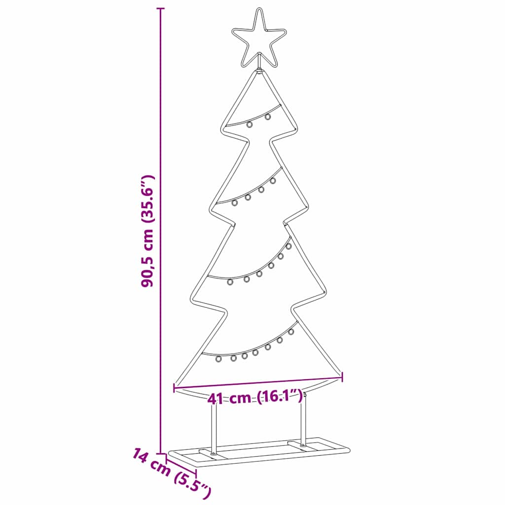 Metall Weihnachtsbaum mit Ständer Schwarz 90,5 cm Stahl