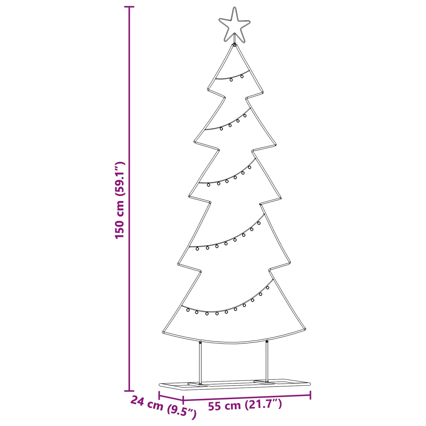 vidaXL Metall Weihnachtsbaum mit Ständer Schwarz 150 cm Stahl