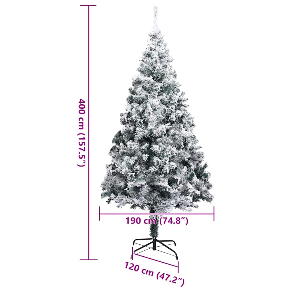 vidaXL Künstlicher vorbeleuchteter Weihnachtsbaum Grün 400 cm PVC