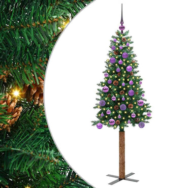 vidaXL Schlanker Weihnachtsbaum mit 150 LEDs mit Ständer Grün 150 cm