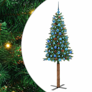 vidaXL Schlanker Weihnachtsbaum mit 300 LEDs mit Ständer Grün 180 cm
