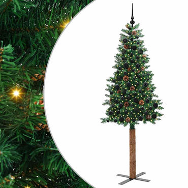 vidaXL Sapin de Noël étroit avec 300 LED et support Vert 210 cm