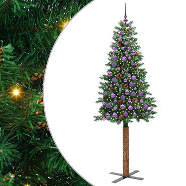 vidaXL Sapin de Noël étroit 300 LED avec support Vert 210 cm