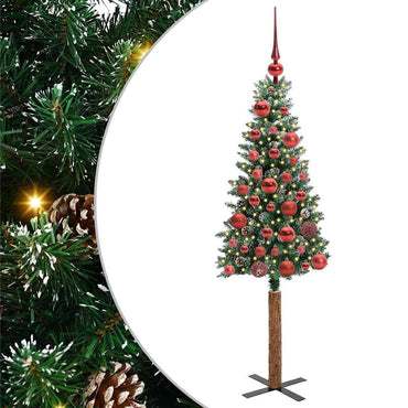 vidaXL Schlanker Weihnachtsbaum mit 150 LEDs mit Ständer Grün 150 cm