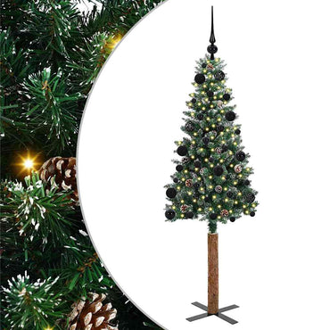 vidaXL Schlanker Weihnachtsbaum mit 150 LEDs mit Ständer Grün 150 cm