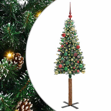 vidaXL Schlanker Weihnachtsbaum mit 150 LEDs mit Ständer Grün 150 cm