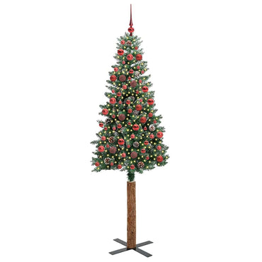 vidaXL Schlanker Weihnachtsbaum mit 300 LEDs mit Ständer Grün 180 cm