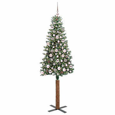 vidaXL Schlanker Weihnachtsbaum mit 300 LEDs mit Ständer Grün 180 cm