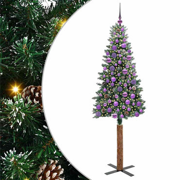 vidaXL Schlanker Weihnachtsbaum mit 300 LEDs mit Ständer Grün 180 cm