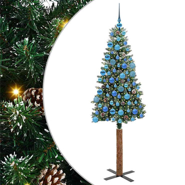 vidaXL Schlanker Weihnachtsbaum mit 300 LEDs mit Ständer Grün 180 cm