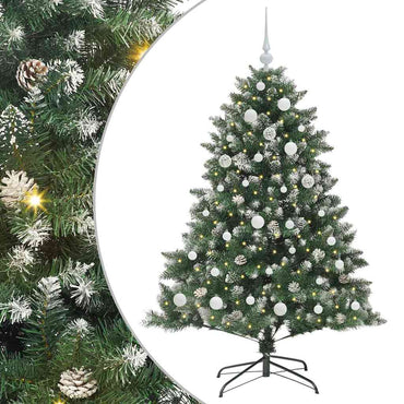 vidaXL Sapin de Noël artificiel avec 150 LED et support Vert 150 cm