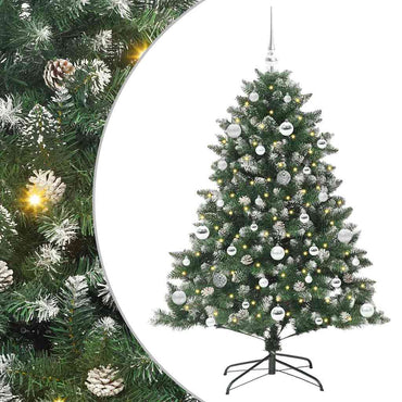 vidaXL Sapin de Noël artificiel avec 150 LED et support Vert 150 cm