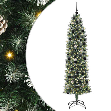 vidaXL Künstlicher schlanker Weihnachtsbaum Grün und Weiß 240 cm