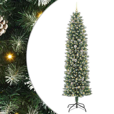 vidaXL Künstlicher schlanker Weihnachtsbaum Grün und Weiß 240 cm