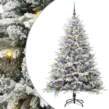vidaXL Künstlicher vorbeleuchteter Weihnachtsbaum mit Kugelset Grün