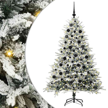 vidaXL Künstlicher vorbeleuchteter Weihnachtsbaum mit Kugelset Grün