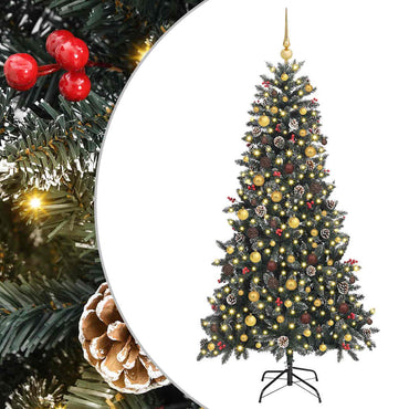 vidaXL Künstlicher Weihnachtsbaum Grün 210 cm PVC, Plastik und Stahl