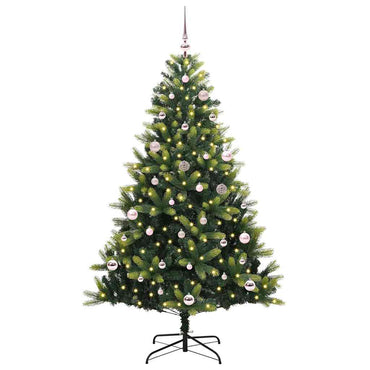 vidaXL Künstlicher geflammter Weihnachtsbaum 150 LEDs Grün 150 cm