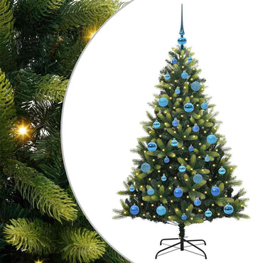 vidaXL Künstlicher geflammter Weihnachtsbaum 150 LEDs Grün 150 cm