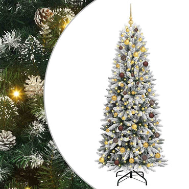 vidaXL Künstlicher Weihnachtsbaum mit 300 LEDs mit Ständer Weiß 210 cm