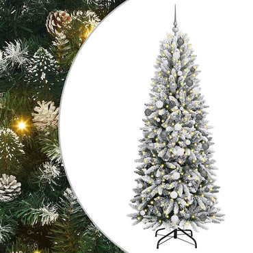 vidaXL Sapin de Noël artificiel avec 300 LED et support Blanc 210 cm