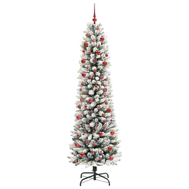 vidaXL Sapin de Noël artificiel avec 300 LED et support Blanc 210 cm