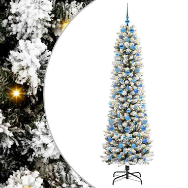 vidaXL Sapin de Noël artificiel avec 300 LED et support Blanc 210 cm