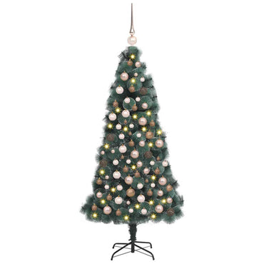 vidaXL Künstlicher vorbeleuchteter Weihnachtsbaum mit Kugelset 150 cm