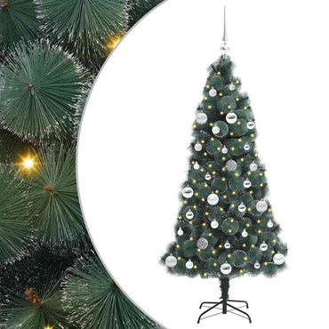 vidaXL Künstlicher vorbeleuchteter Weihnachtsbaum mit Kugelset 150 cm