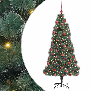 vidaXL Künstlicher vorbeleuchteter Weihnachtsbaum mit Kugelset 180 cm