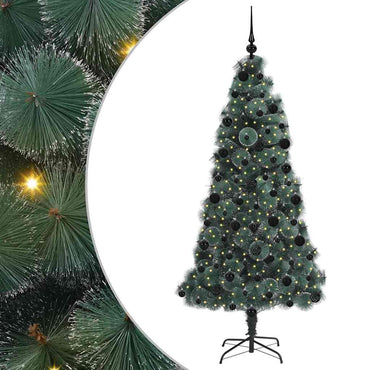 vidaXL Künstlicher vorbeleuchteter Weihnachtsbaum mit Kugelset 210 cm