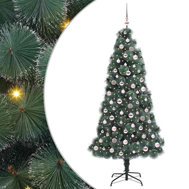vidaXL Künstlicher vorbeleuchteter Weihnachtsbaum mit Kugelset 210 cm